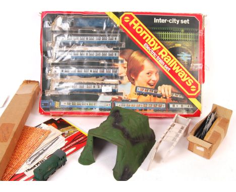 A selection of vintage Hornby 00 gauge model railway items - to include a boxed ' Inter-City ' set (appears largely complete)