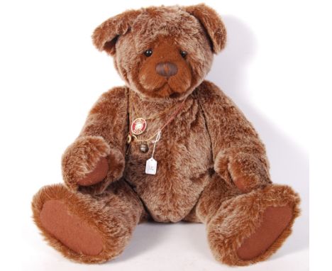 A large Charlies Bears teddy bear ' Drew ' CB083899 - Exclusively Designed by Isabelle Lee. Brown tinted mohair, with felt pa