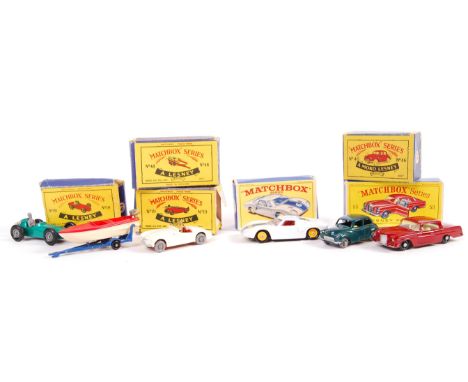 An interesting collection of 7x vintage Matchbox Moko / Lesney boxed diecast models. All non-mint examples, and all standard 