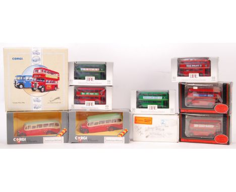 A collection of 10x assorted boxed diecast model buses - including: 6x EFE Exclusive First Editions, 2x Corgi Classics, and a