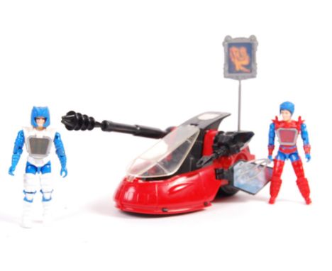A small collection of rare vintage 1980's Hasbro made ' Visionaries ' action figures and ' Lancer Cycle ' vehicle. The cycle 