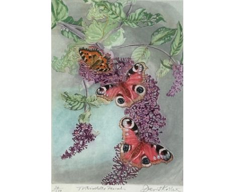 DAVID KOSTER (1926-2014), 'Tortoiseshell and Peacock' lithographic print of butterflies 24/100**Please note that this lot is 