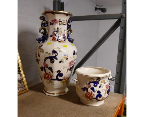 Large Masons Mandalay vase, height +/- 53 cm and planter