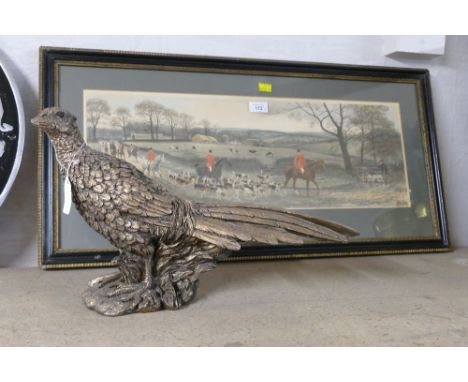 Hunting print and pheasant ornaments