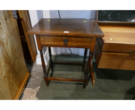 Oak side table with single drawer