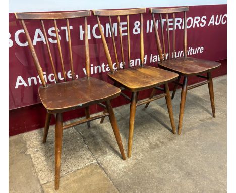 A set of three Ercol Golden Dawn elm and beech 391 model chairs 
