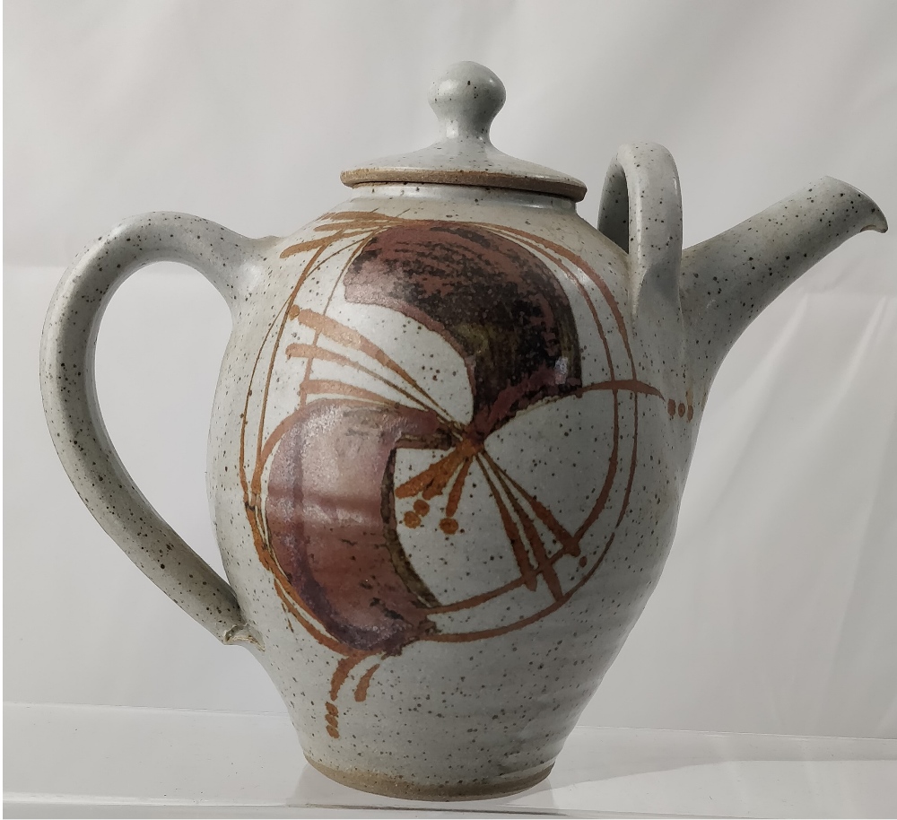 Unattributed; a stoneware Anglesey Pottery studio ceramic teapot with