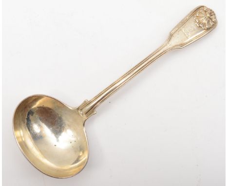 A William IV silver shell, thread and fiddle pattern sauce ladle, by William Theobalds, London 1832, 90gm. 