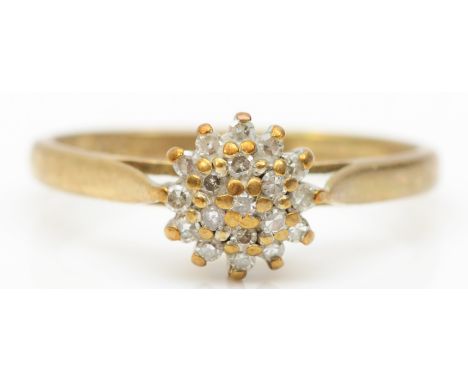 A 9ct gold eight cut diamond cluster ring, K, 1.6gm. 