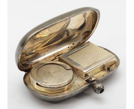 A George V silver sovereign and stamp combination case, By W H Haseler Ltd, Birmingham 1912, 6 x 3cm, 35gm. Condition report 