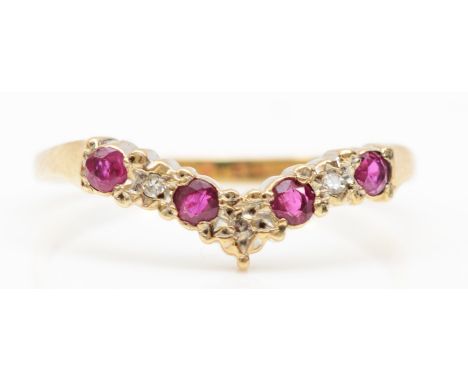 A 9ct gold ruby and illusion set diamond dress ring, R, 1.6gm. 