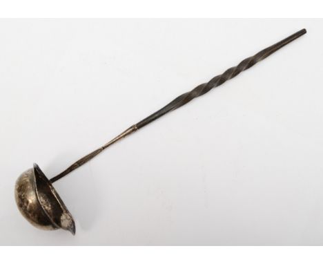 A Georgian silver toddy ladle, with whale bone twist handle and chased decoration, 32.5cm. 