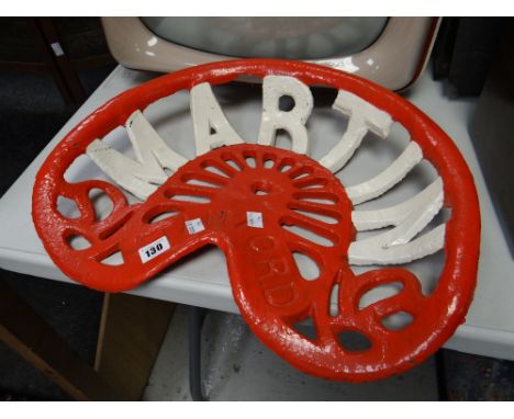 A vintage red &amp; white painted metal Martin Stamford tractor seat Condition reports are provided on request by email only 
