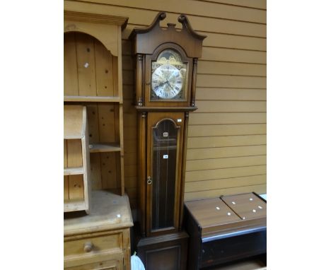 A reproduction weight driven pendulum grandfather clock, 206cms high Condition reports are provided on request by email only 