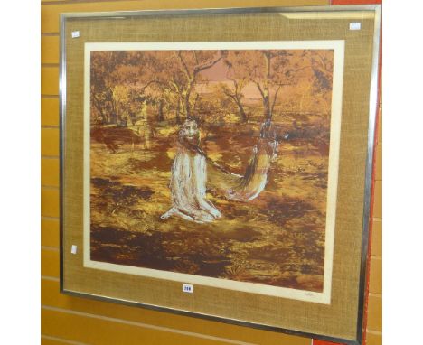 SIDNEY NOLAN limited edition (18/60) lithograph - haunting Australian outback scene with ghostly figure, 70 x 79cms Condition