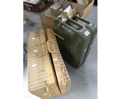 A picnic hamper, a vintage jerry can Condition reports are provided on request by email only for this type of auction, otherw