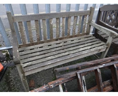 A wooden garden bench