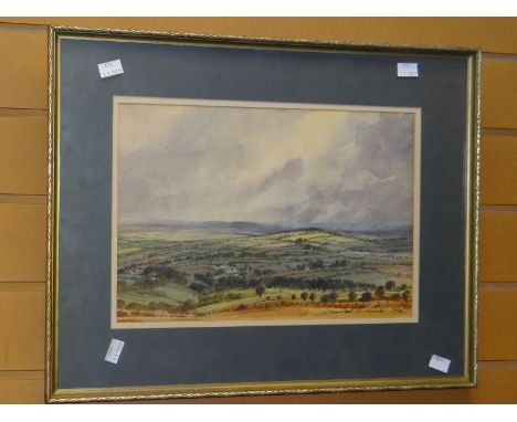 MICHAEL W KING watercolour - landscape, 25 x 37cms together with a pencil drawing of children playing by pond, 33 x 45cms