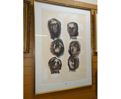 HENRY MOORE limited edition (XVII/XXXV) lithograph sequence of heads entitled verso on David Krut Fine Art label 'Six Head Ol