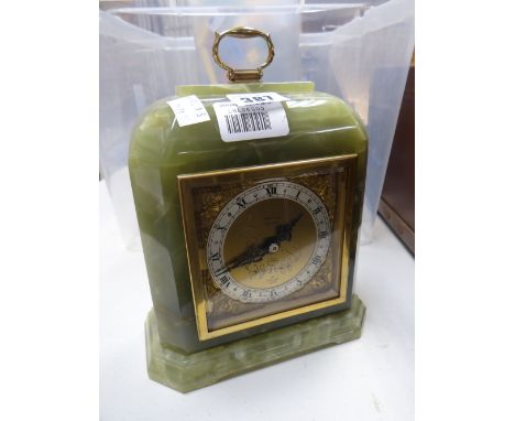 An onyx table clock &amp; a suitcase of collectables Condition reports are provided on request by email only for this type of