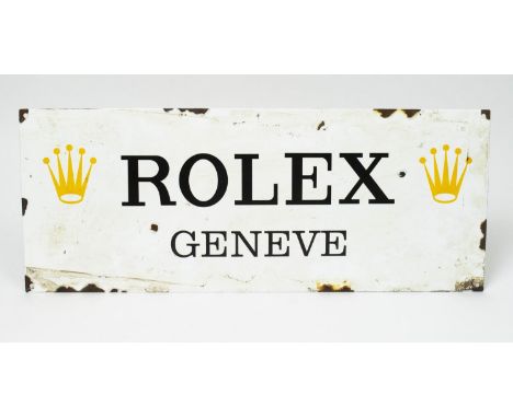 ENAMEL SIGN, 'Rolex Geneve', 60cm L x 24cm W. 