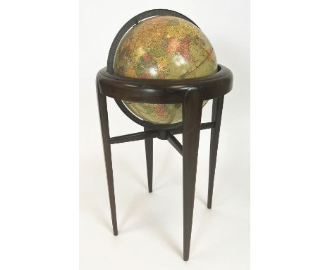 REPLOGLE 16 INCH LIBRARY GLOBE, mid 20th century American on birch stand, 100cm H x 53cm. 