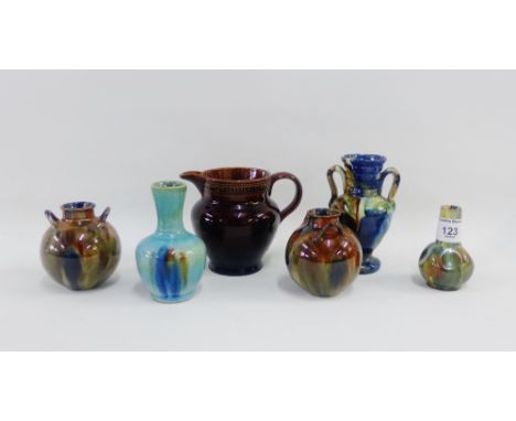 Collection of Victorian and later art pottery to include two Ault style urns, etc.,tallest 12cm, (6)