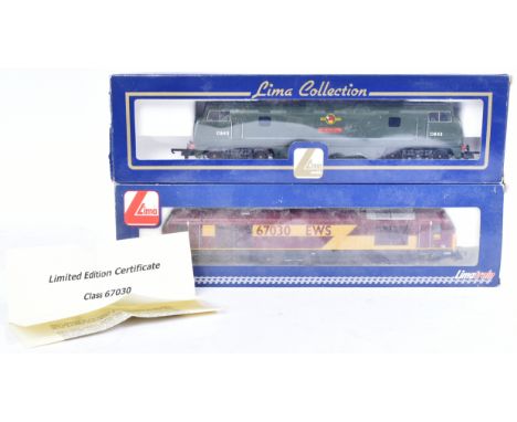 Two Lima made OO gauge model railway diesel trainset locomotives comprising;&nbsp;L205095 Diesel Locomotive Class 67030 EWS N