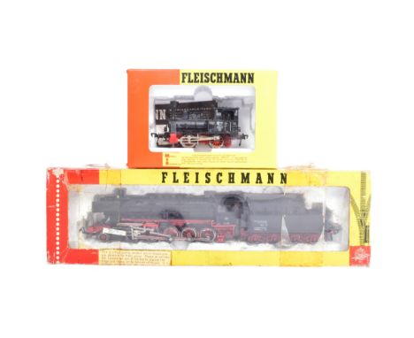 Two Fleischmann OO gauge model railway diesel trainset locomotives comprising; No. 4175 steam loco with tender series DB BR 5
