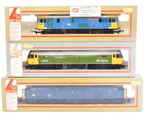 Model Railway - x3 Lima made OO gauge model railway diesel trainset locomotive engines comprising;  L205189b Class 40 40001 i