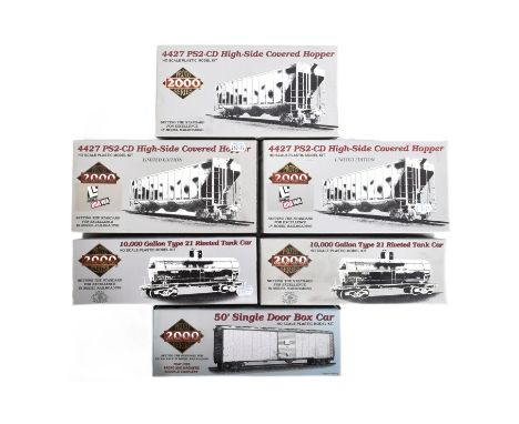 A collection x6 assorted Proto 2000 Series HO / OO gauge model railway trainset locomotive rolling stock model kits. To inclu