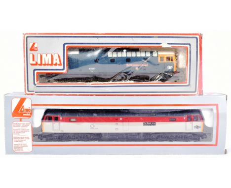 Two Lima made OO gauge model railway diesel trainset locomotives comprising; No. 205114 MWG Class 33027 'Earl Mountbatten of 