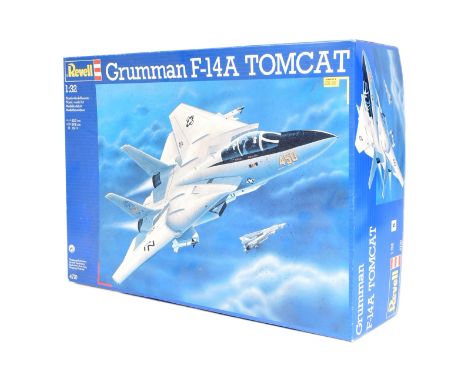 A vintage Revell 1/32 scale boxed model kit No. 4770 of the Grumman F-14A Tomcat American fighter aircraft. Unbuilt, parts st