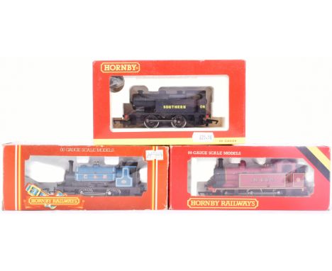 Three vintage Hornby OO gauge model railway trainset locomotive engines comprising; R2264 Southern 0-4-0T Industrial Locomoti