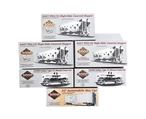 A collection x6 assorted Proto 2000 Series HO / OO gauge model railway trainset locomotive rolling stock model kits. To inclu