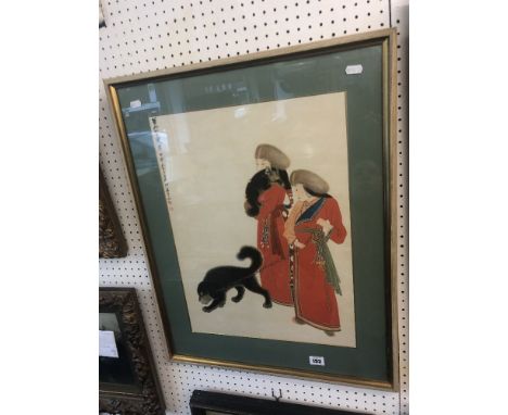A framed oriental print