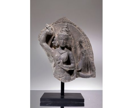 StoneIndia , 11th to 12th century , Pala DynastyDimensions: Height 27 cm by 23 cm without baseWeight: 6966 grams with baseThi