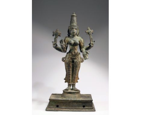 BronzeIndia , Vijayanagar 16th centuryDimensions: Height 63 cm by 32 cmWeight: 20460 gramsThe Goddess of Mother Earth standin