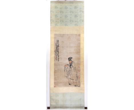 《漱石捧砚图》Scholar holding an ink stone黄慎，"扬州八怪"之一Dimensions: Height 97 cm Width 48,5 cmHanging scroll with ink painting of a Chi