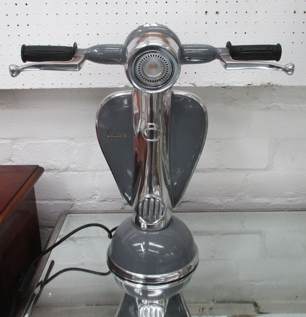 VESPA SCOOTER TABLE LAMP, metal with LED bulb, 42cm x 42cm.