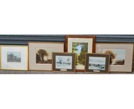 After Corot, a pair of landscapes, signed in pencil by the printer, lithographic prints, embossed proof stamps, gilt frames; 