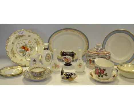 Decorative Ceramics - Minton Strawberry pattern plate; a Newhall sucrier; a Coalport two handled vase, etc **All lots in this