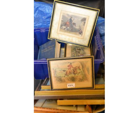 Hunting Prints - a set of six engraved and later hand-coloured hunting prints, 20th century, 14cm x 19cm; W. Backshell, after