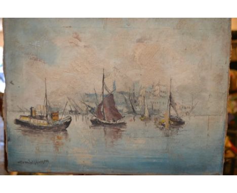 Tom Wilkinson (20th century)Boats in the Harboursigned, oil on canvas, 30cm x 40cm **All lots in this sale are subject to a m