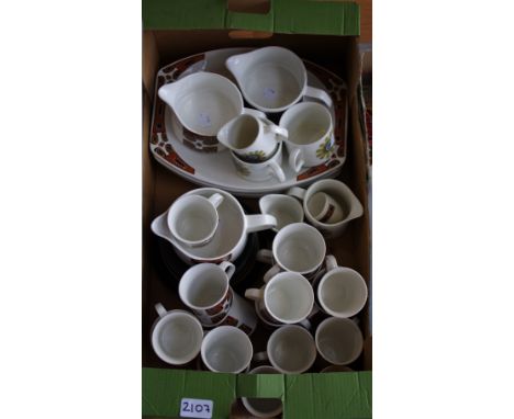 Meakin heart tea and dinner service decorated in aboriginal patterns. One box