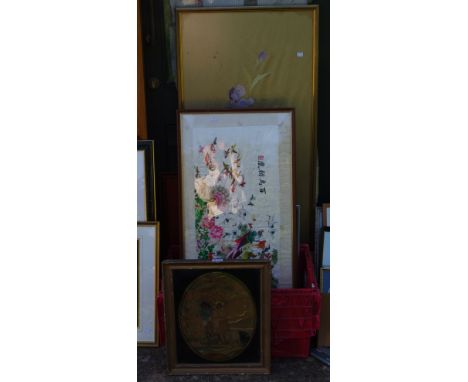George III silk tapestry; etc