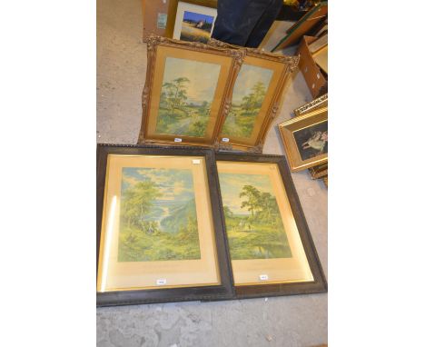 Prints - a pair of coloured prints, Country Tracks, ornate gilt frames; another pair, after Henry Parker (4)**All lots in thi