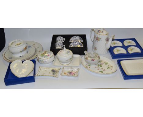 A Minton Marlow pattern coffee service;  an Aynsley Wild Tudor trinket pot and cover;  Royal CrowN Derby Posies pattern trink