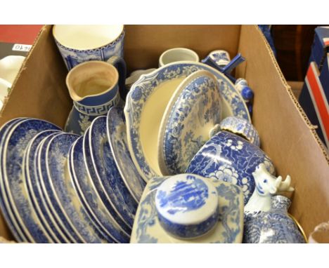 Ceramics - a Ringtons blue and white transfer printed caddy jar and cover; a Ringtons Landmarks vase; Dutch Delft souvenirs; 
