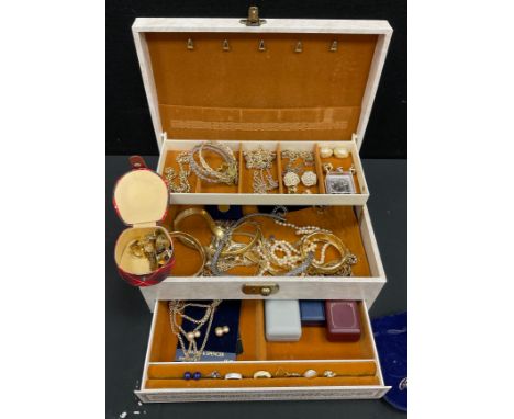 Jewellery - a pair of Novelty oval Horse Racing interest cufflinks,  others;  gold plated necklaces, bracelets, bangle, dress